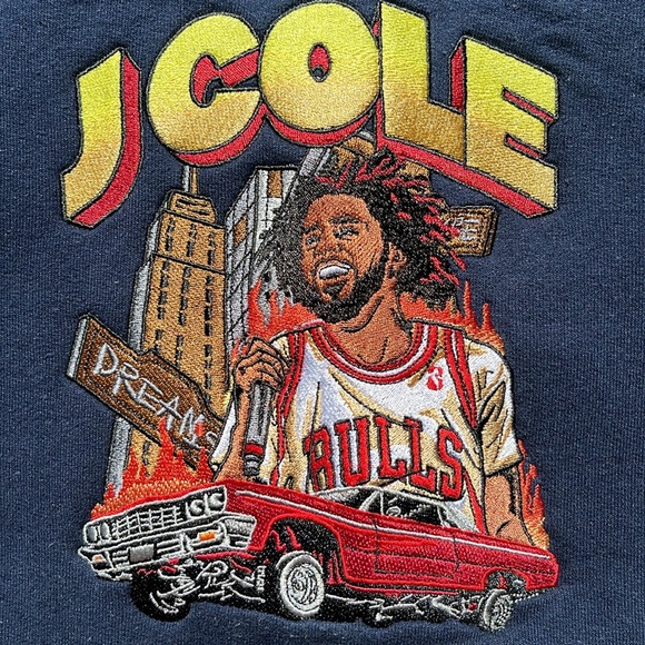 JCole Tale of Two Cities Custom Handmade Embroidered Crewneck Longsleeve Sweater - Picture 3 of 10